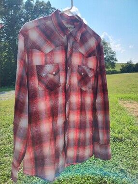 Wrangler Mens Long Sleeve Button Down Collared Shirt Pearl Snaps See Measurement